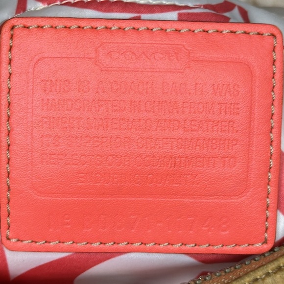 Coach Tote Handbag Hampton Champagne & Red Nylon with Leather Unused - Picture 10 of 16